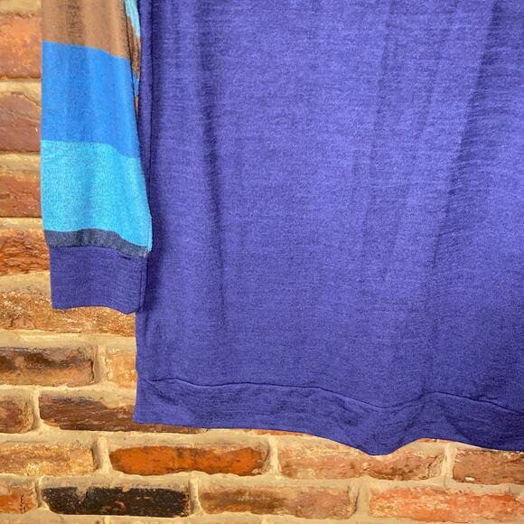 Women's Blue Color Block Pullover Lightweight Knit Sweater Size Large - Picture 3 of 6